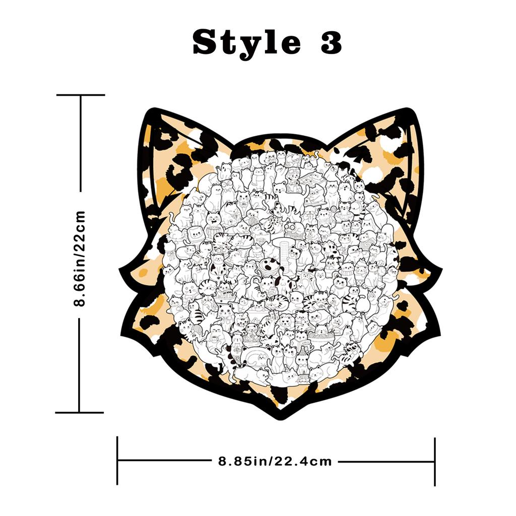 Fun Cat Set Cat Puzzle Wooden Special-Shaped Splicing Toy Solid Wood Decompression Puzzle