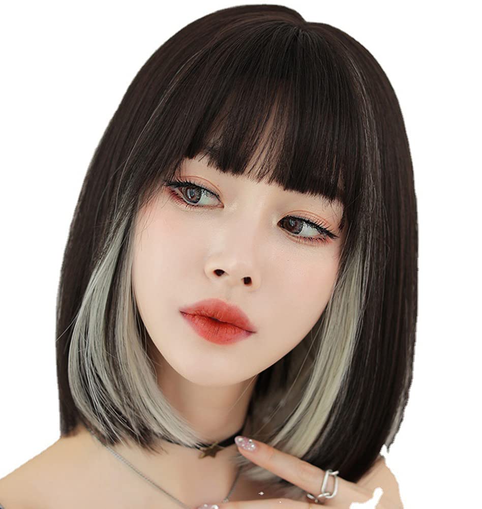 

M Grande Premium Line Inner Color Wig, Women s Bob Wig, Slimming Face Effect, Black Beige