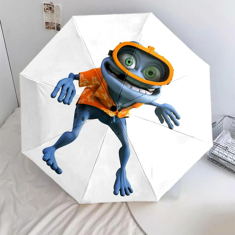 Crazy Frog, Automatic Folding Umbrella, Portable and Foldable Design, 8 Ribs, a Christmas or Birthday Gift.