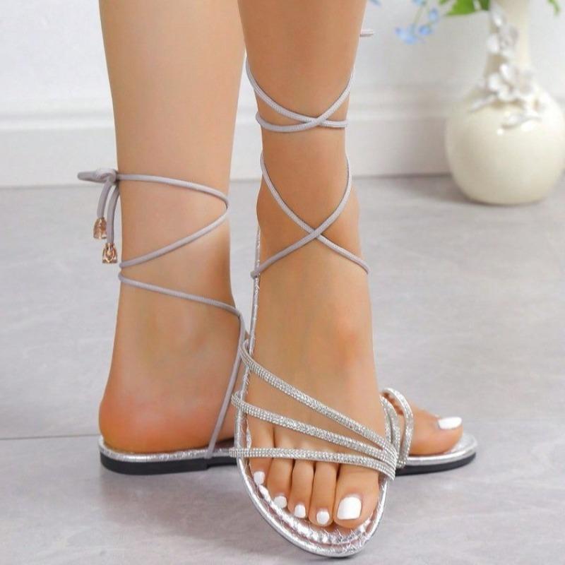 Fashion New Summer Women Sandals Beach Solid Color Ankle Straps Shoes Women Party Cross-strap Designer Sandals Women Sandalias De Mujer