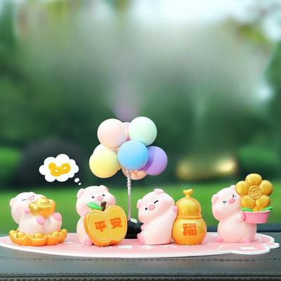 Wish You A Cute Piggy Car Decoration Item - A Small Pig-shaped Car Ornament with Creative Interior Decoration Resin Miniature.