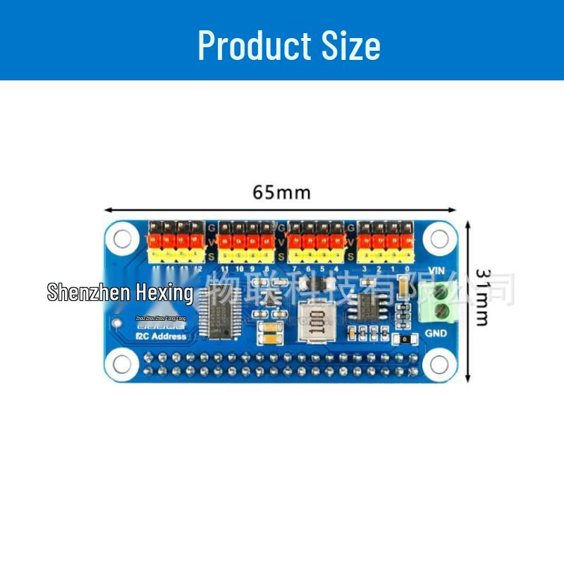 16-Channel PWM Servo Driver Module for Raspberry Pi 4B/3B+/Zero, PCA9685