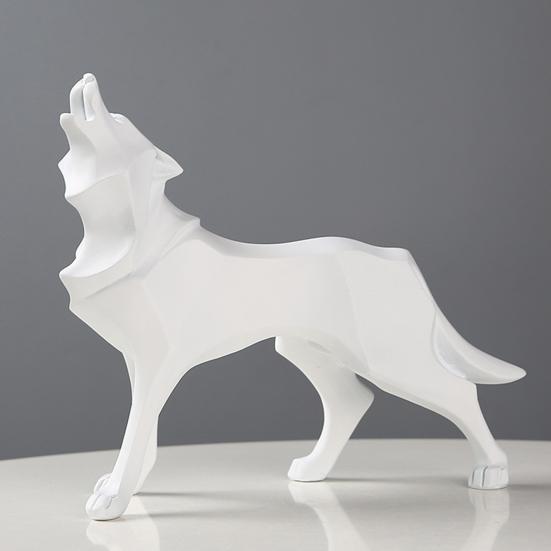 Geometric Wolf Ornament Synthetic Resin Wolf Sculpture Abstract Animal Art Statue for Home Office Desktop Decoration