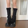 Winter Warm Knitted Leg Warmers Women Lolitas Harajuku Leg Covers Bowknot Flared Ruffle Trim Knee Highs Socks Leg Sleeves