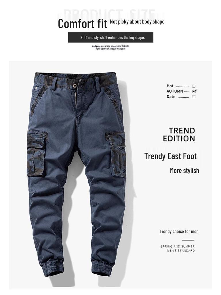 Men's Camouflage Multi-Pocket Elastic Cuff Overalls W9032