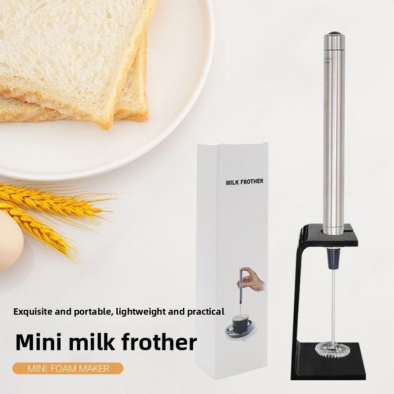 Handheld Stainless Steel Milk Frother With Stand For Coffee And Latte Art