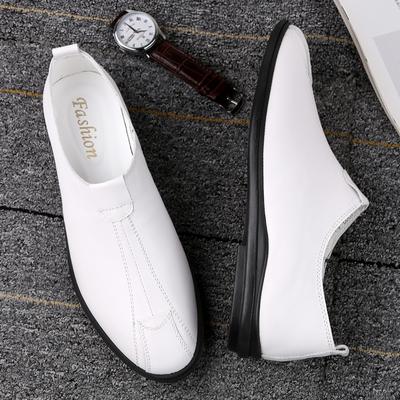 Summer Men Office Formal Shoes Slip On Loafers White Moccasins Male Wedding New Vintage Genuine Leather Luxe Mens Slip On Shoes