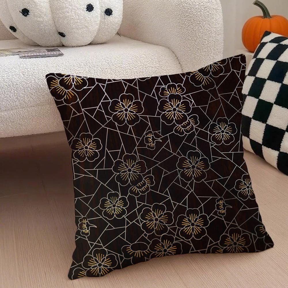 Chinese icecrack pattern with plum blossom Cushion Cover Throw Pillow Cover Hidden Button Durable Polyester Chair Cushion