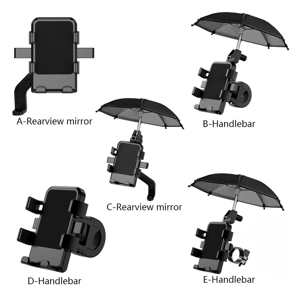 Motorcycle Car Phone Holder Umbrella Rainproof Outdoor Bicycle Phone Clip Handlebar Navigation Bracket Universal Phone Stand
