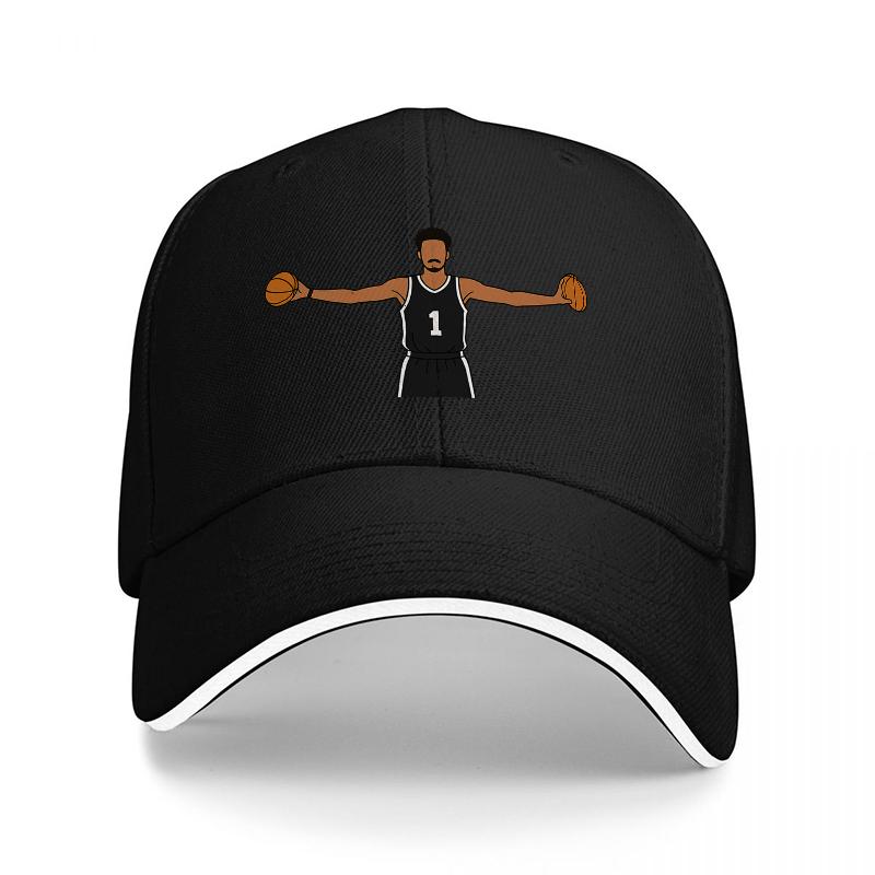 Basketball Player Number One Design Black Baseball Cap with White Trim and Bold Graphic Print for Sports Fans and Casual Wear