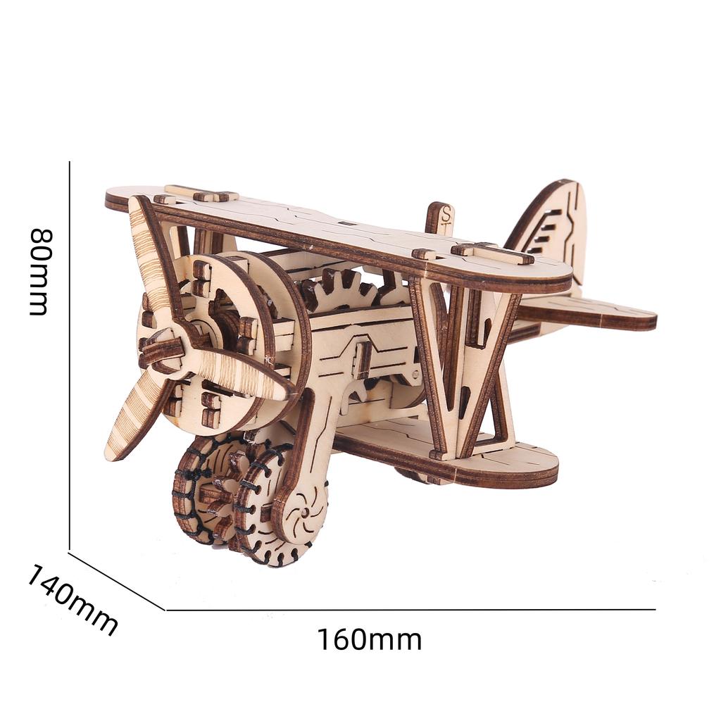 3D Puzzle Diy Wooden Toy Small Aircraft Assembly Model Adult Birthday Halloween Christmas Gift