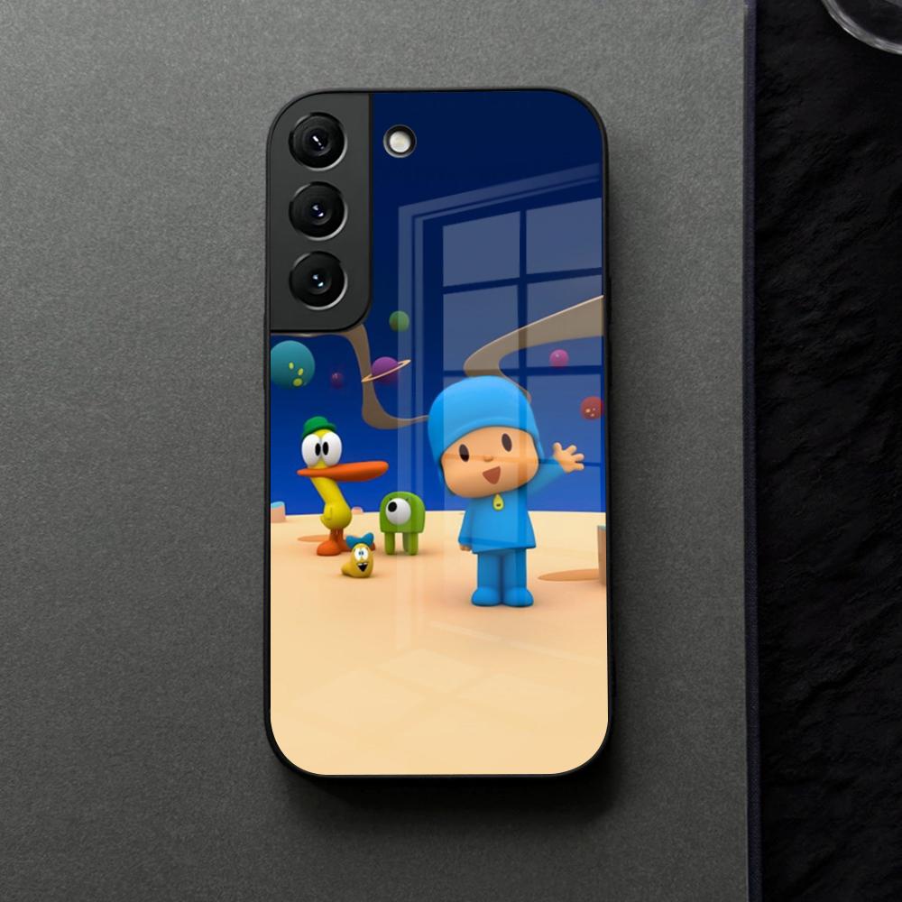 

Cartoon P-Pocoyos Cute Phone Case Glass For Samsung Galaxy S21 S25 S22 S20 S24 S23 Ultra Fe Plus A16 A34 A54 A24 Coque Samsung S24 Ultra