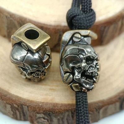 Skull Brass Knife Beads EDC DIY Paracord Woven Bracelets Lanyard Pendants Accessories Outdoor Tool Hangings