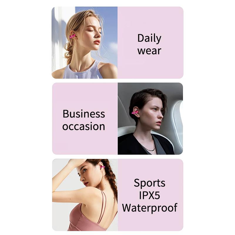 1 Set Noise-Canceling Ear Clips X22 Clip-On Wireless Bluetooth Headphones Type-C Charging For Gift