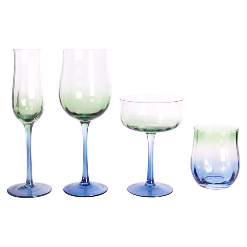 Hand-Blown Medieval Goblet: Gradient Green Edge with Floral Design