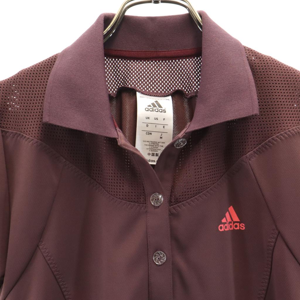 Adidas Short Sleeve Polo Shirt M Brown Women Used