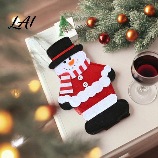 Soft Polyester Utensil Pockets Christmas Cutlery Snowman Reindeer Santa Holder Pockets Tableware Bags Pouch Party