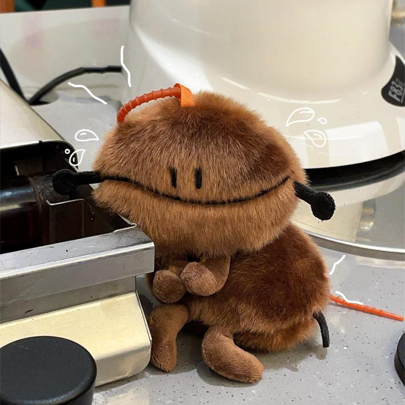 Kawaii Coffee Bean Plush Keychain Soft Stuffed Pendant Cute Novelty Doll for Satchel Purse Decoration