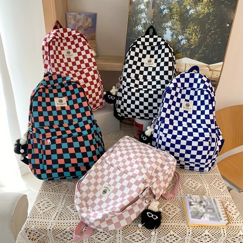 Schoolbags For Females Middle High School Students Ins Style Girls' Backpacks Girls' Checkerboard Backpacks Five Colors Optional
