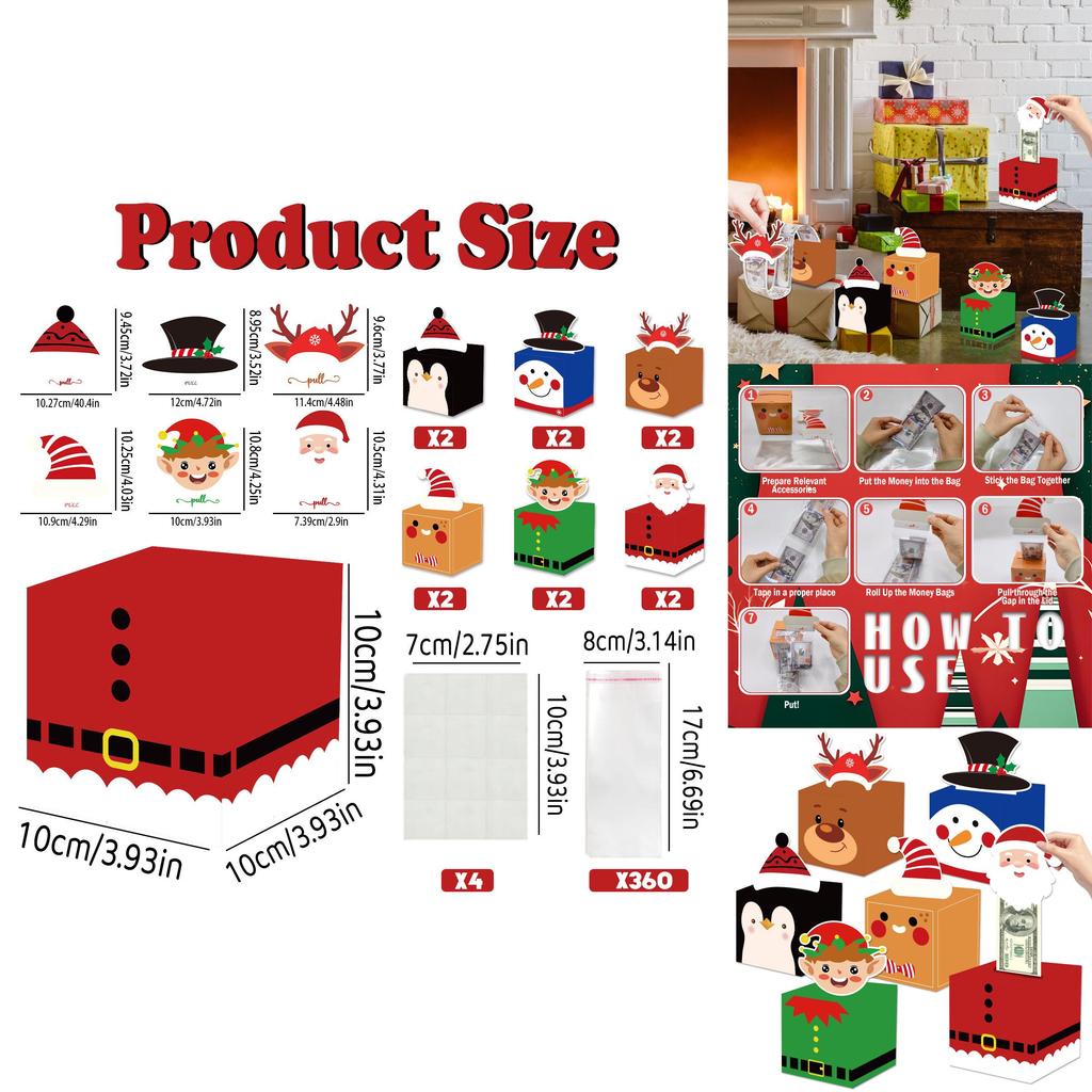 Christmas Cash Gift Envelopes With Durable Pet Material For Celebration Surprises