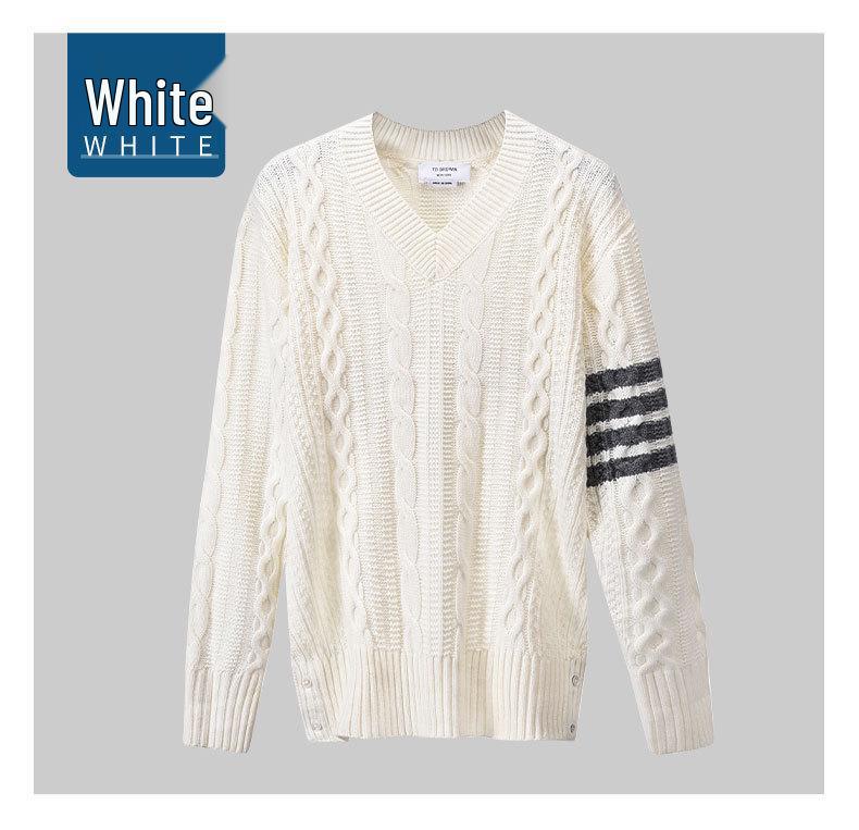 TB Browin Unisex V-Ausschnitt Wollpullover - Koreanischer Stil Lässige Strickware