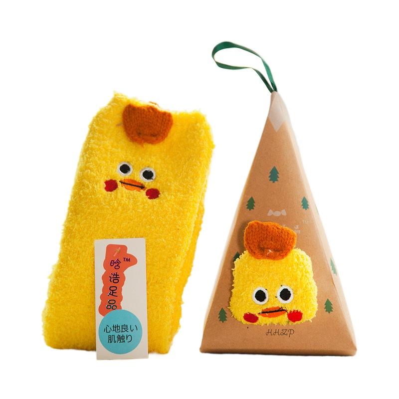 

Милые рождественские носки с изображением животных и оленей, подарочные 3D-носки из пушистого кораллового бархата, толстые теплые зимние носки для женщин, новогодний подарок, носки с коробкой