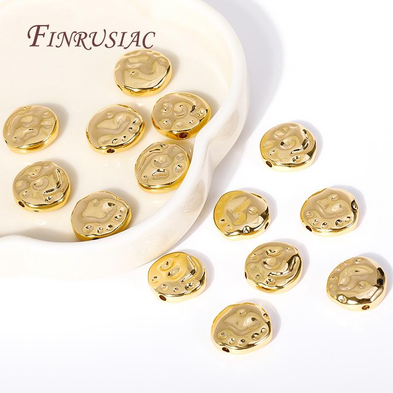 13X4.5MM 18K Gold Plated Irregular Spacer Beads Brass Metal Round Separators Beads For DIY Beading Jewelry Accessories Findings
