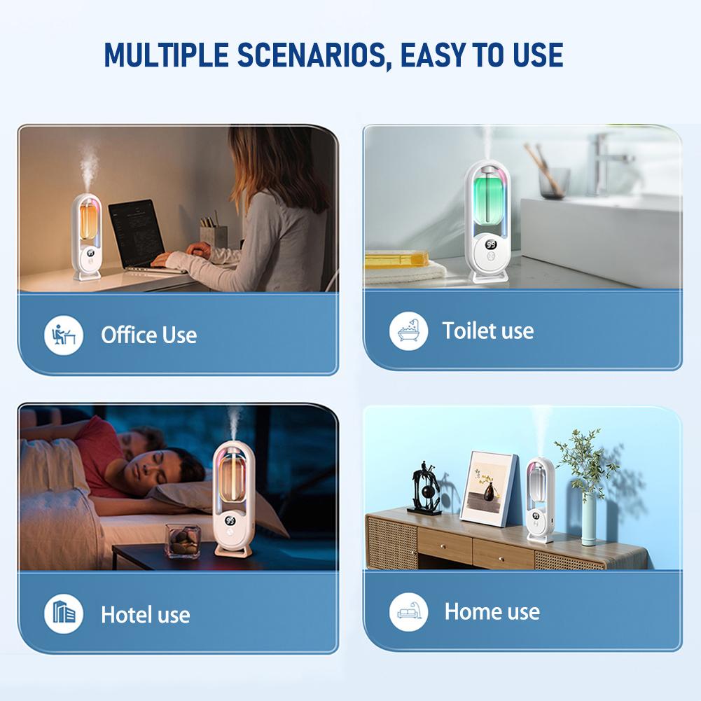 Automatic Fragrance Diffuser USB Powered Essential Oil Diffuser with Spraying & Light Home Fragrance for Living Room Bedroom