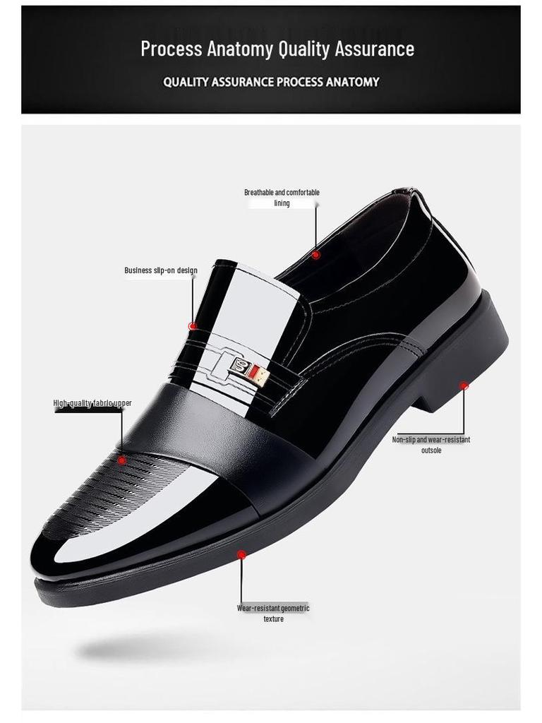 Męskie Błyszczące Skórzane Formalne i Codzienne Buty z Miękką Podeszwą - Modne, Wszechstronne i Wygodne