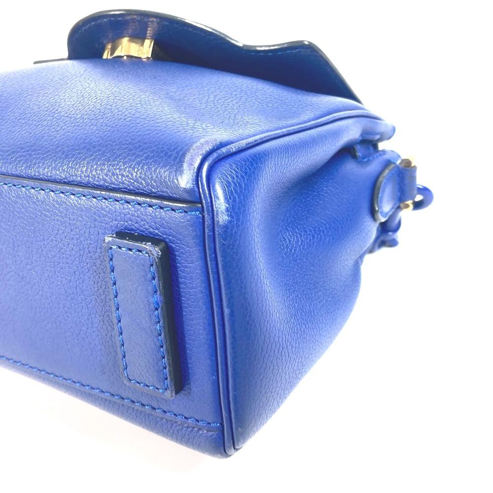 Versace Medusa Logo 2WAY Chain Shoulder Bag Hand Bag Leather Blue