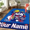 Custom 1Pc Custom Retro Basketball Flannel Personalized Rug Non Slip Floor Mat Soft Carpet for Living  Bedroom Office Home Decor Gift