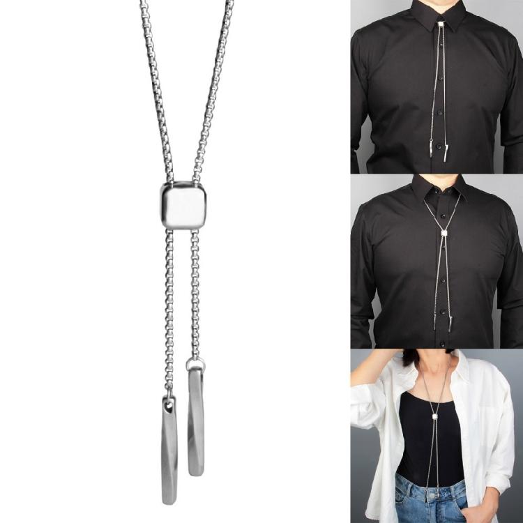 Cowboy Necktie Metal Cube Pendant Bolo Tie for Gentlemana Shirt Sweater Decors