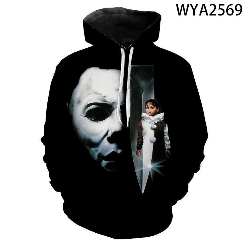 2026 Autumn Halloween Horror Michael Myers Men Children Hoodies Harajuku Streetwear Hooded Sweatshirts Pullover