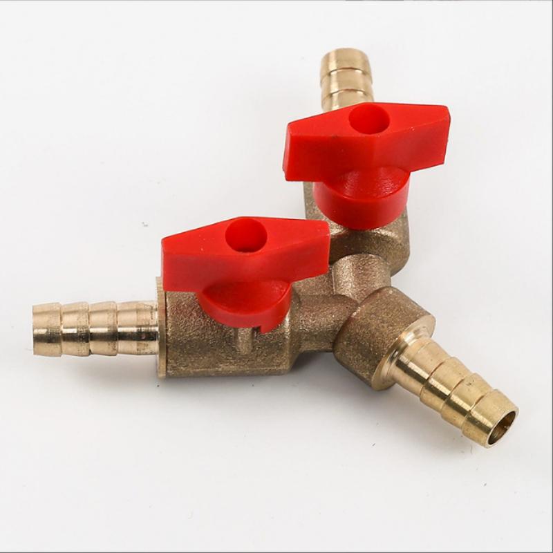 Brass Y 3 Way Shut Off Ball Valve with 8mm 10mm Hose Barb Connector for Water Air Control System Leakproof Design