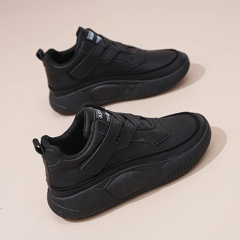 Soft leather sports shoes women's 2025 spring explosion versatile thick-soled leather casual shoes non-slip running travel white shoes