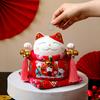 6 inch Ceramic Fortune Cat Money Bank Maneki Neko Lucky Cats Statues Porcelain Happy Smiling Cat Figure Feng Shui Decor Ornament