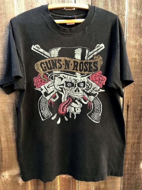 

Винтажная черная футболка с коротким рукавом для мирового турне Guns N Roses KV37170 Унисекс S