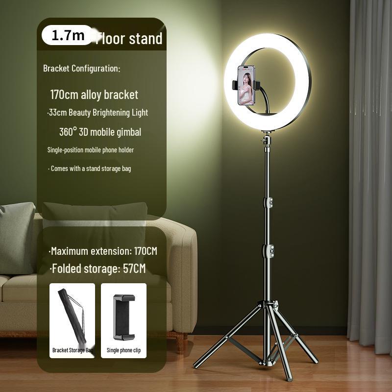 2024 Mobile Phone Live Streaming Stand with Fill Light for Douyin & Selfie Beauty - Complete Desktop Shooting Support Set