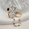 Delicate Cartoon Glaze Ring Vintage Opening Finger Ring Jewelry Animal Horse Ring Set  Lady