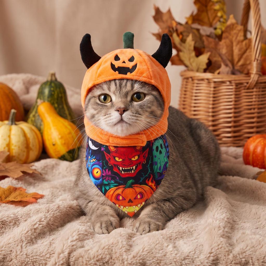 Pet Halloween Decoration Set for Cats and Dogs, Holiday Party Decorating Accessories