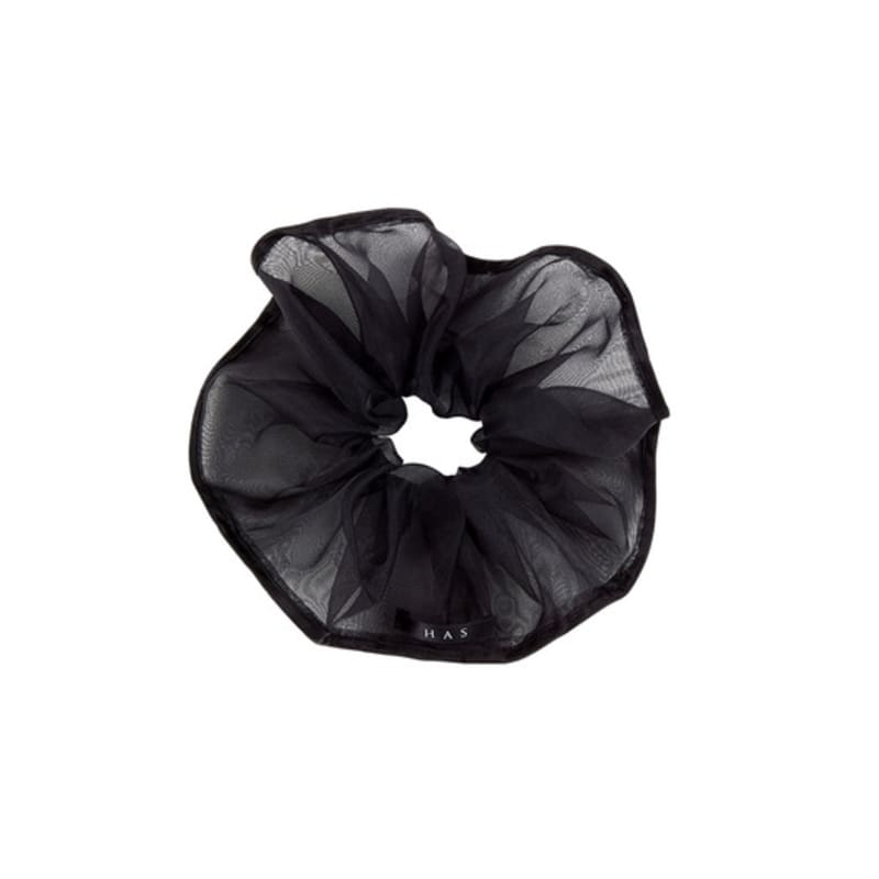 HAS HDM007 Black chiffon edge scrunchie