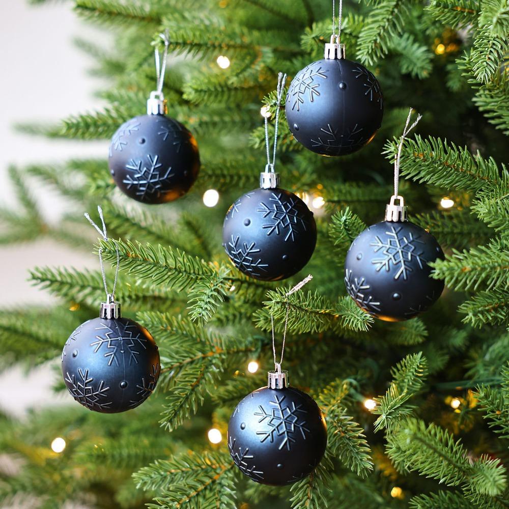 6Pcs 6cm Mirrored Christmas Balls Red/Blue Christmas Tree Pendants Christmas Hanging Balls  Gift