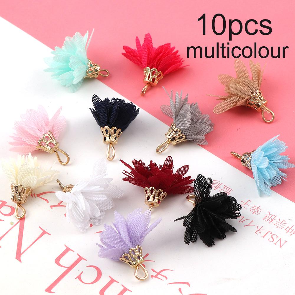 

10pcs/20Pcs Fabric Flower Tassel Pendants for Jewelry Making DIY Bracelet Earring Tassel Keychain Earring Making Accessories