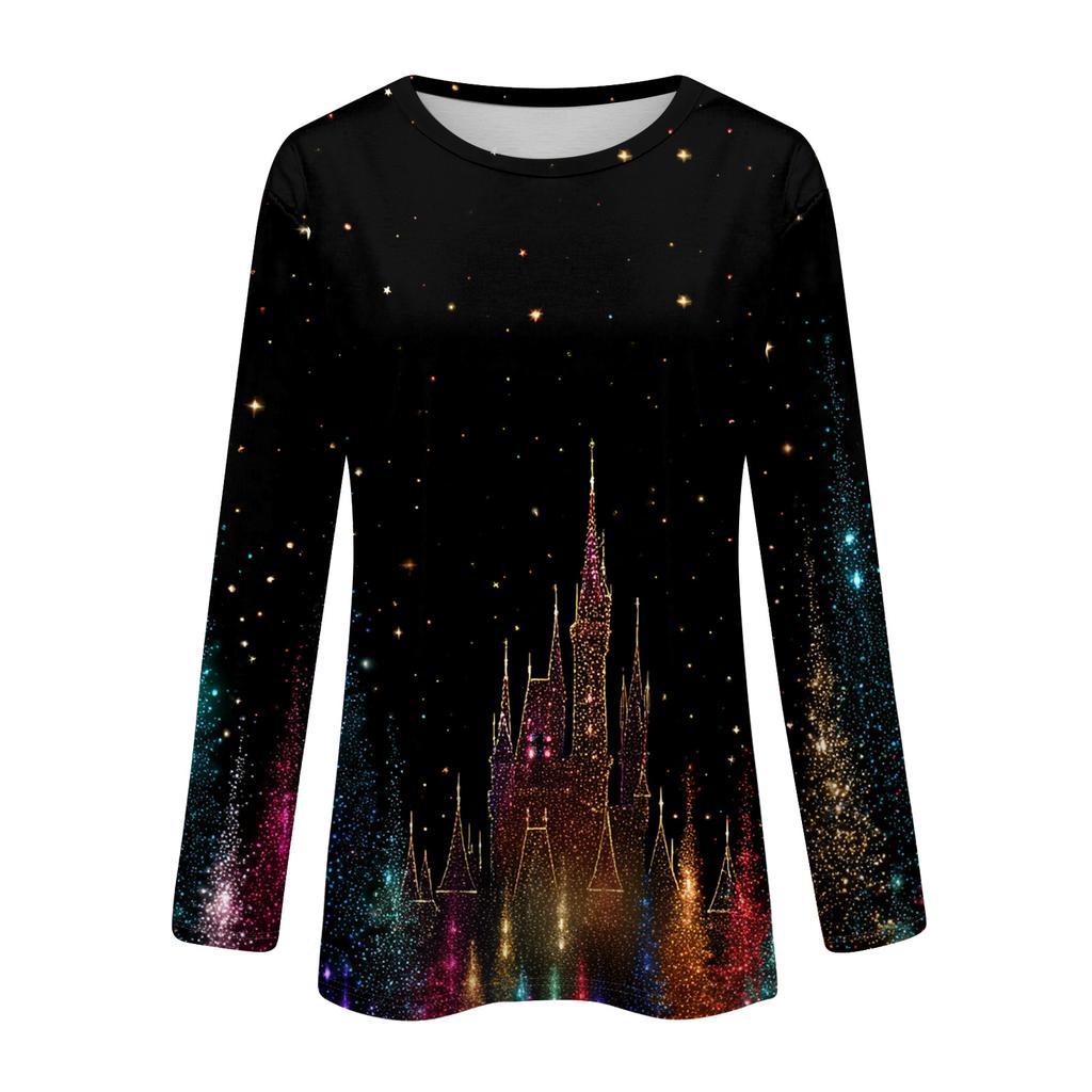 Long Sleeve Shirts For Women Cute Print Graphic Tees Blouses Casual Plus Size Basic Tops Pullover