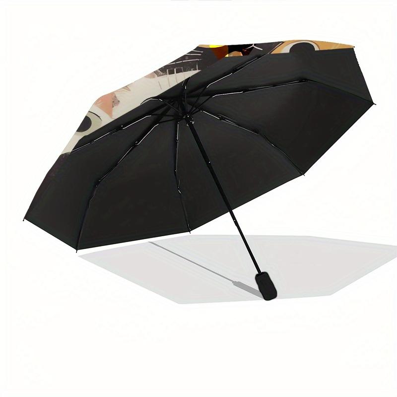 Cats, Illustration Automatic Folding Umbrella  8 Ribs, Durable Iron Frame, Bright Color Pattern Compact Travel Umbrella, Suitable for Outdoo