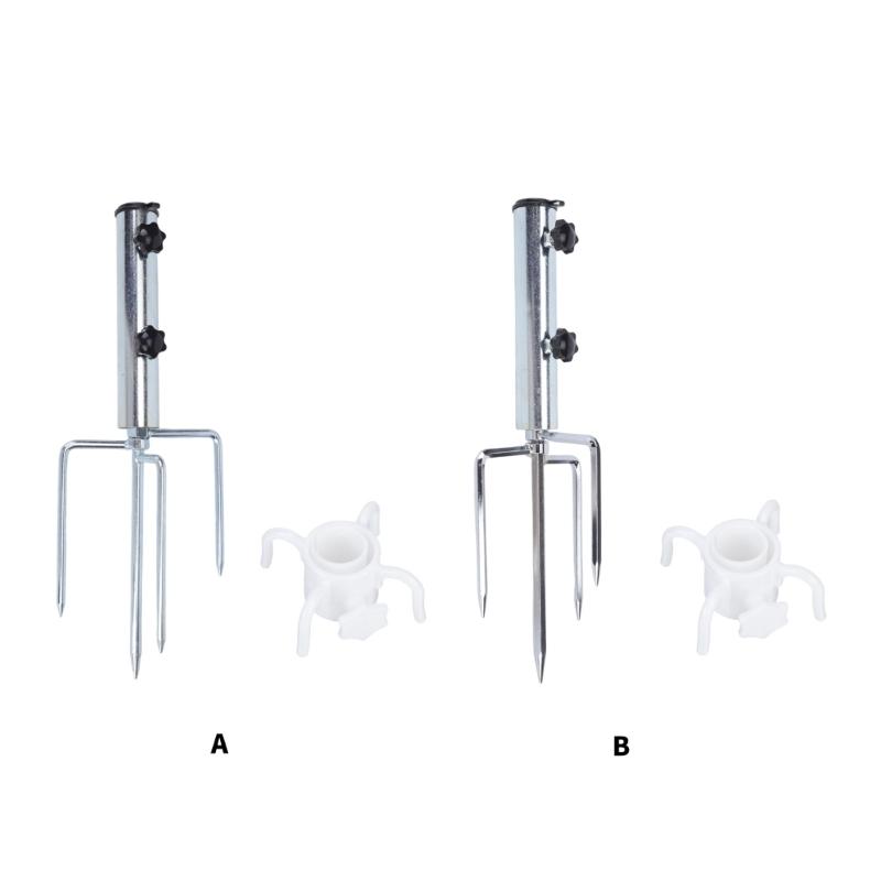 Supporto da Terra in Metallo Staccabile Portabastone con Gancio Bianco Set Manopole Girevoli Quotidiano per Uso all'Ombra in Giardino