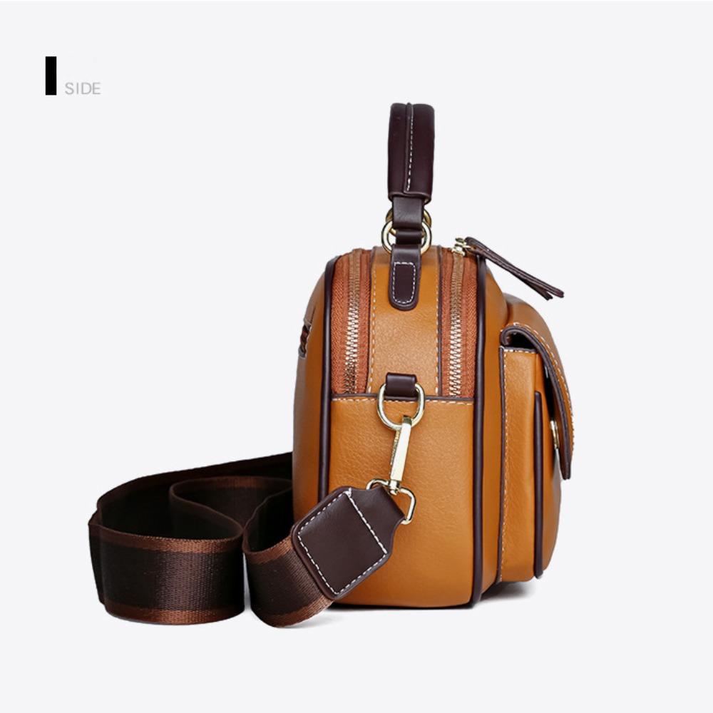 Versatile Retro Women Shoulder Bag PU Leather Large Capacity Messenger Handbag Luxury Cosmetic Bag