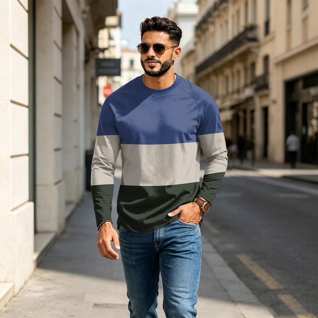 Herren Raglan Langarm T-Shirt mit Rundhalsausschnitt Lässiges T-Shirt für den Alltag
