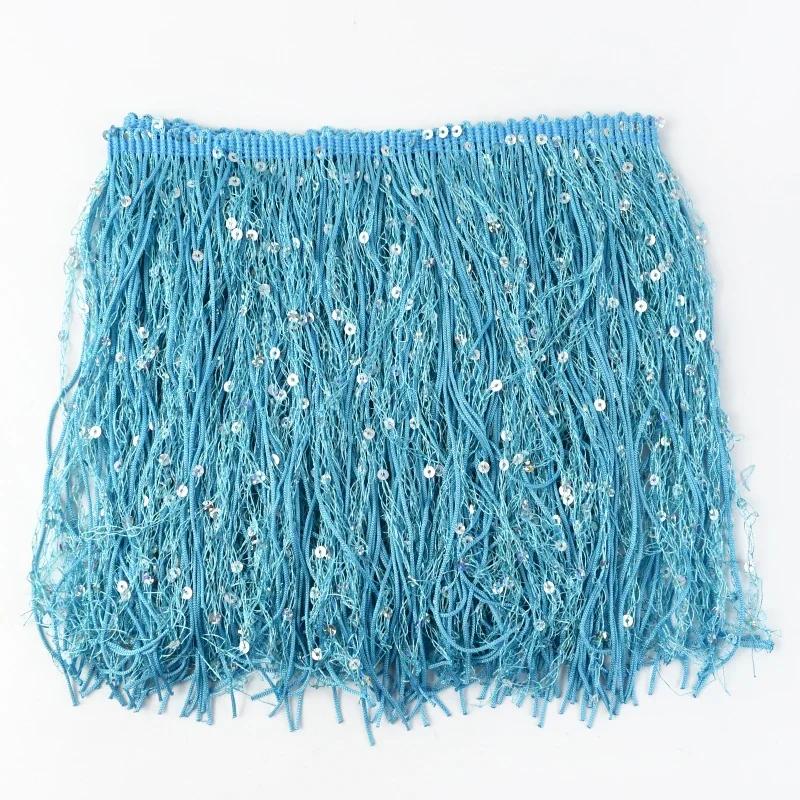 3/5/10M 20cm Sequin Fringe Tassel DIY Clothing Sewing Acessories Latin Dress Lace Trim Fabric Performance Garment Laces Trimming