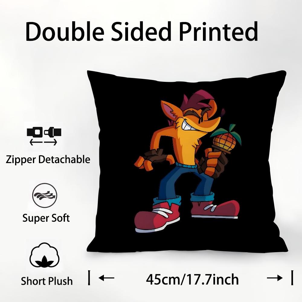 

Наволочка C-Crash B-Bandicoot Плюшевая ткань Мягкая Двусторонняя печать Чехол для подушки на диван Наволочки для декоративных подушек 12x12Inch